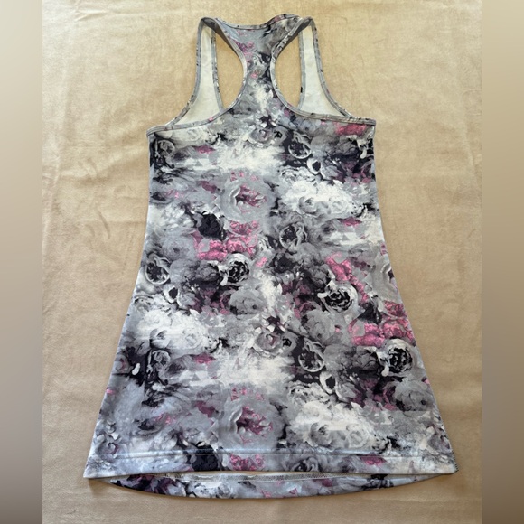 Lululemon Abstract Pink, Gray and Black Floral Racerback Tank - Picture 2 of 3